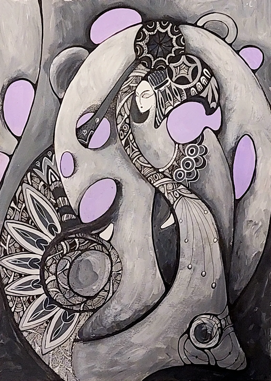 Image of Dreams by Oksana Lopokha, size: A3, made of Acrylic, paper, Graphics medium, from Ukraine, part of the "Figures" series, priced at $200