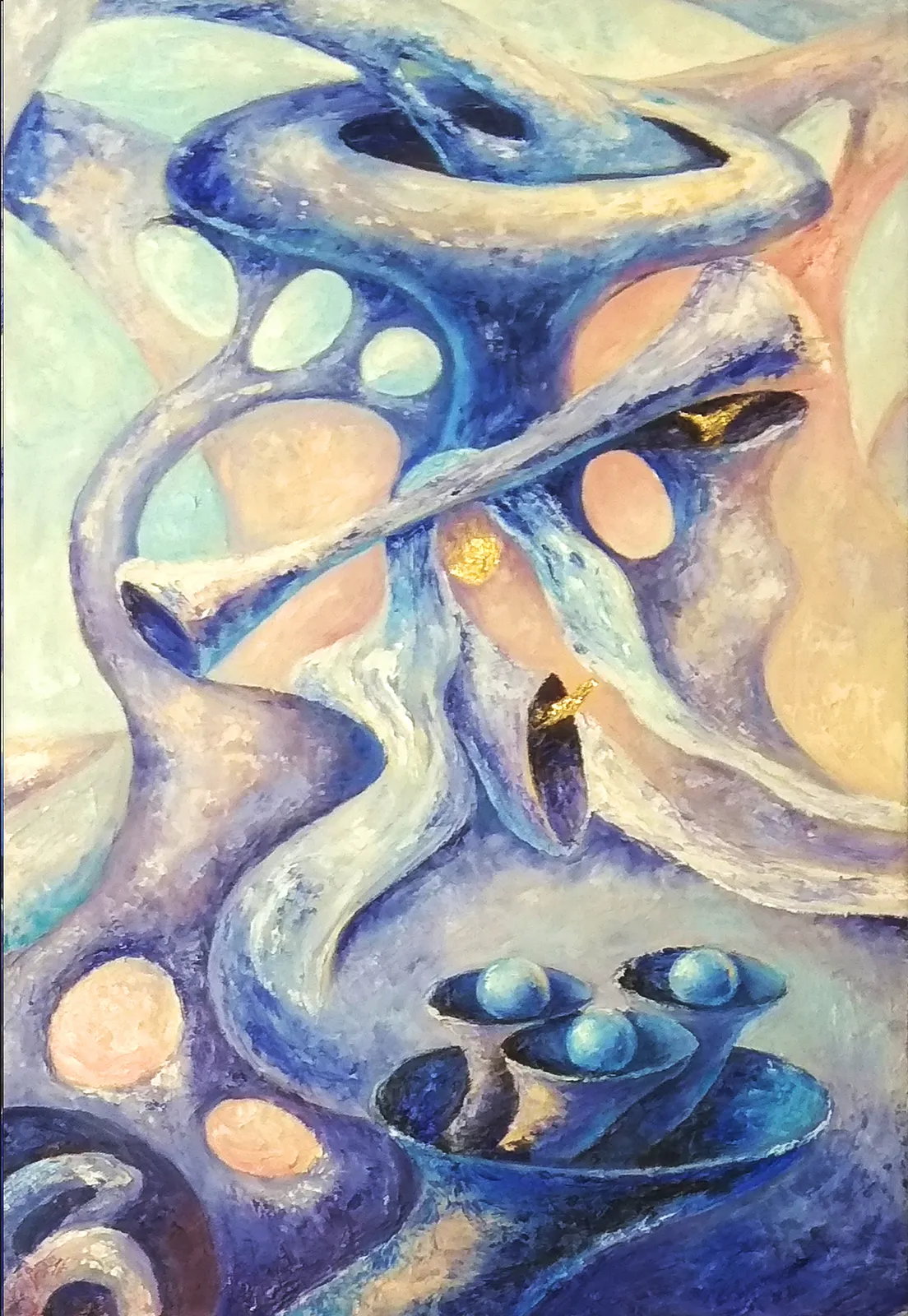 Image of Dream 2. Triptych by Oksana Lopokha, size: 40x60, made of Oil Paints, Painting medium, from Ukraine, part of the "Figures" series, priced at $800 Photo 1 of 5.