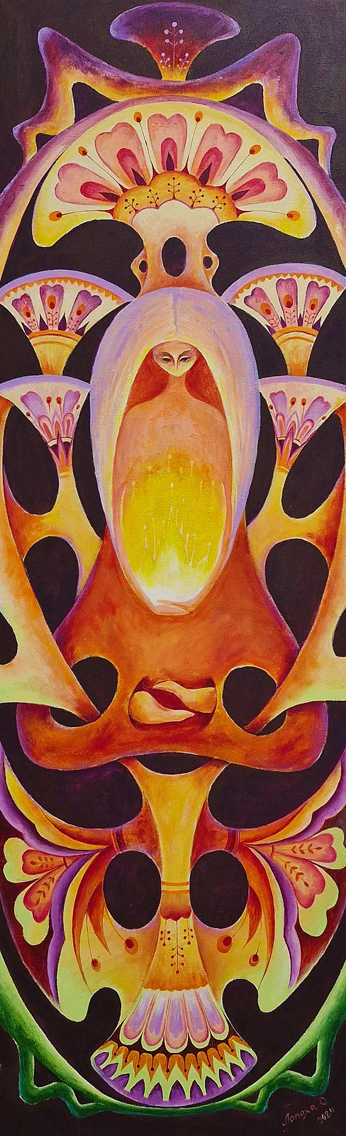 Image of Fire of the Soul by Oksana Lopokha, size: 162x51, made of Acrylic on canvas, Painting medium, from Ukraine, part of the The Myth of the Inner World series, priced at $1200 Photo 1 of 3.
