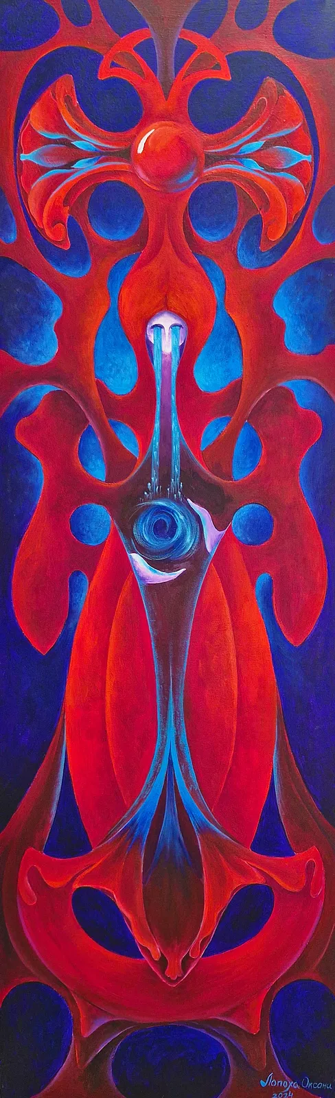 Image of Uncried Tears by Oksana Lopokha, size: 162x51, made of Acrylic on canvas, Painting medium, from Ukraine, part of the The Myth of the Inner World series, priced at $1200 Photo 1 of 3.