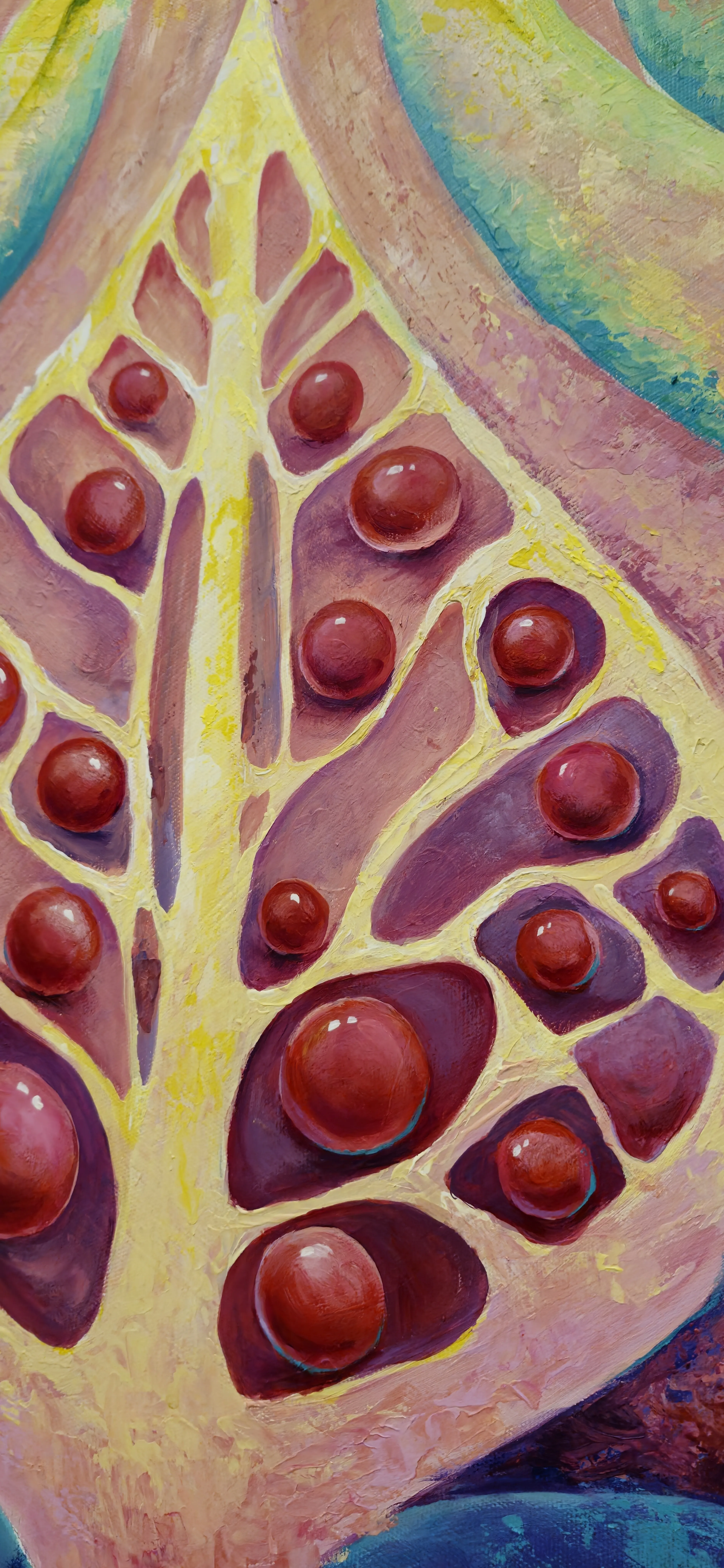 Image of Chirping by Oksana Lopokha, size: 74x100, made of Acrylic, Painting medium, from Ukraine, part of the "Figures" series, priced at $1100 Photo 4 of 5.