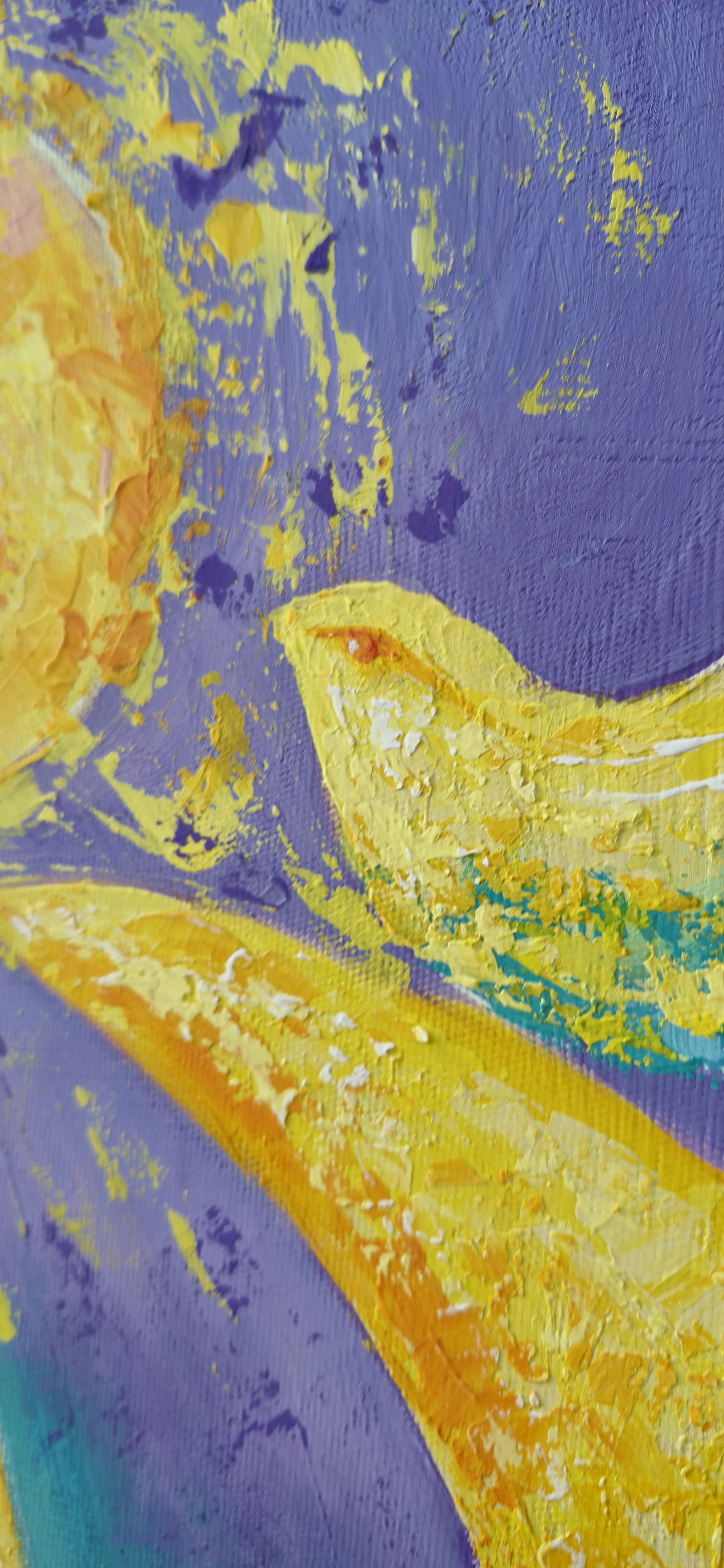 Image of Chirping by Oksana Lopokha, size: 74x100, made of Acrylic, Painting medium, from Ukraine, part of the "Figures" series, priced at $1100 Photo 2 of 5.