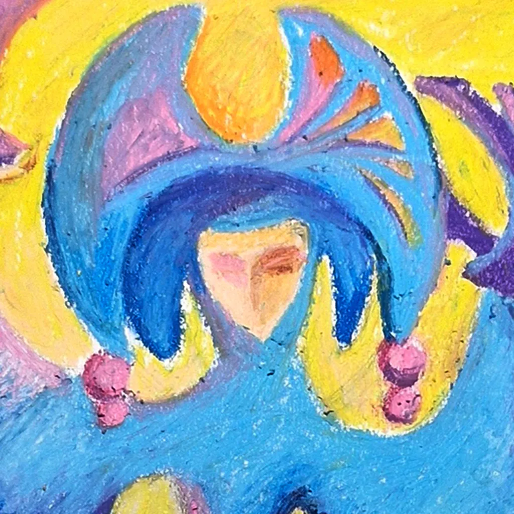 Image of Blue Maiden by Oksana Lopokha, size: 40x50, made of Oil pastel, Painting medium, from Ukraine, part of the "Figures" series, priced at $340 Photo 3 of 4.