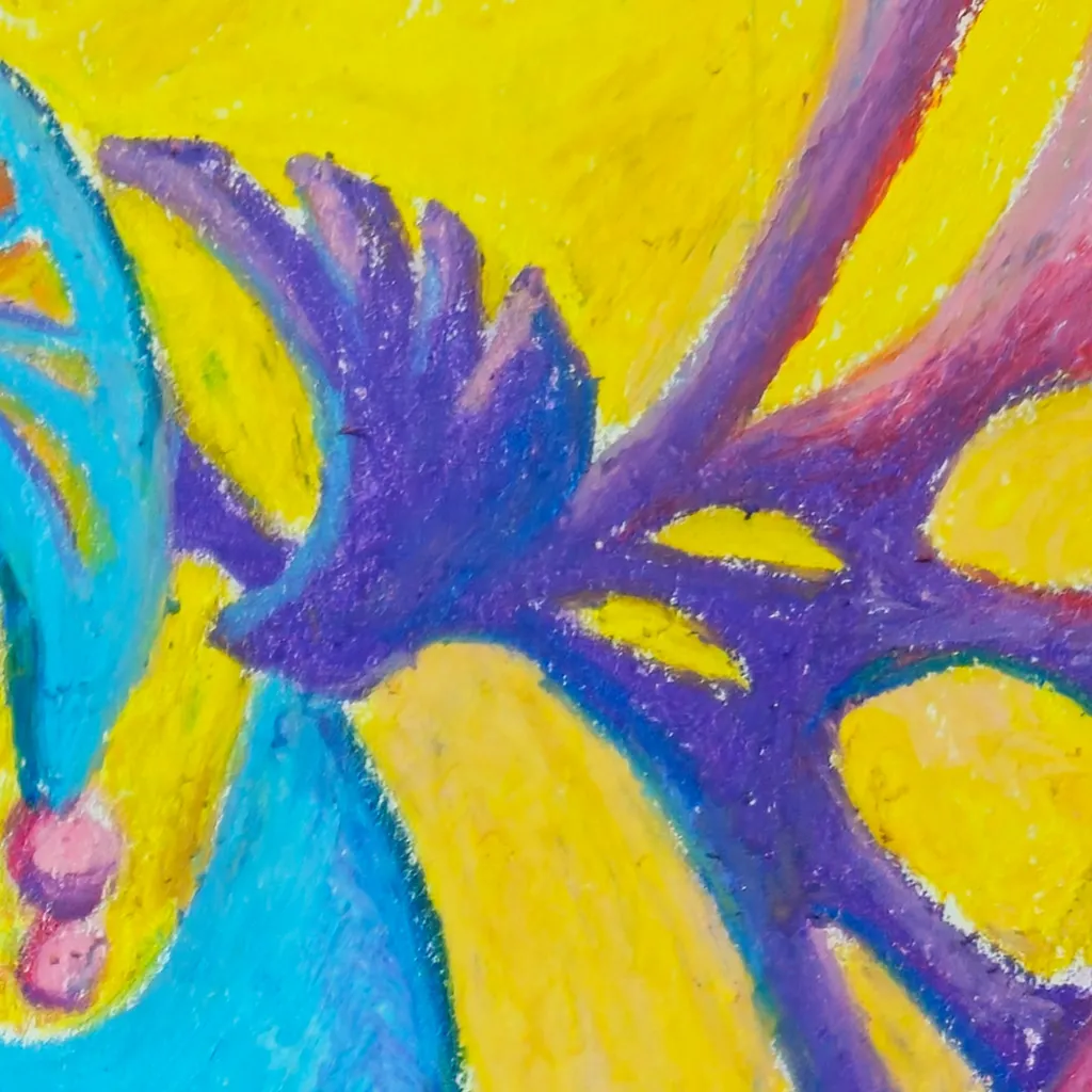 Image of Blue Maiden by Oksana Lopokha, size: 40x50, made of Oil pastel, Painting medium, from Ukraine, part of the "Figures" series, priced at $340 Photo 2 of 4.
