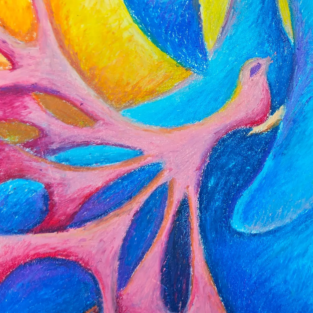 Image of Blue Maiden by Oksana Lopokha, size: 40x50, made of Oil pastel, Painting medium, from Ukraine, part of the "Figures" series, priced at $340 Photo 4 of 4.