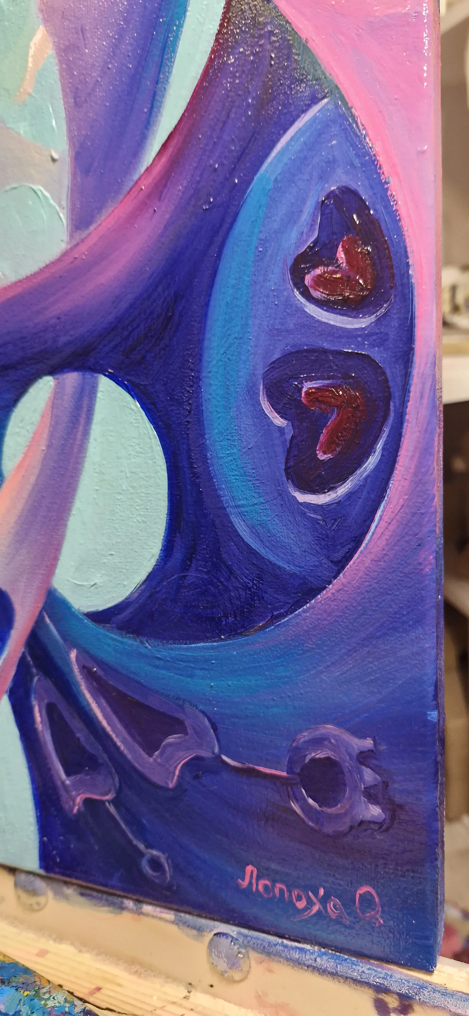 Image of Catching a Ray by Oksana Lopokha, size: 20x50cm, made of Oil, Painting medium, from Ukraine, part of the "Figures" series, priced at $400 Photo 3 of 5.