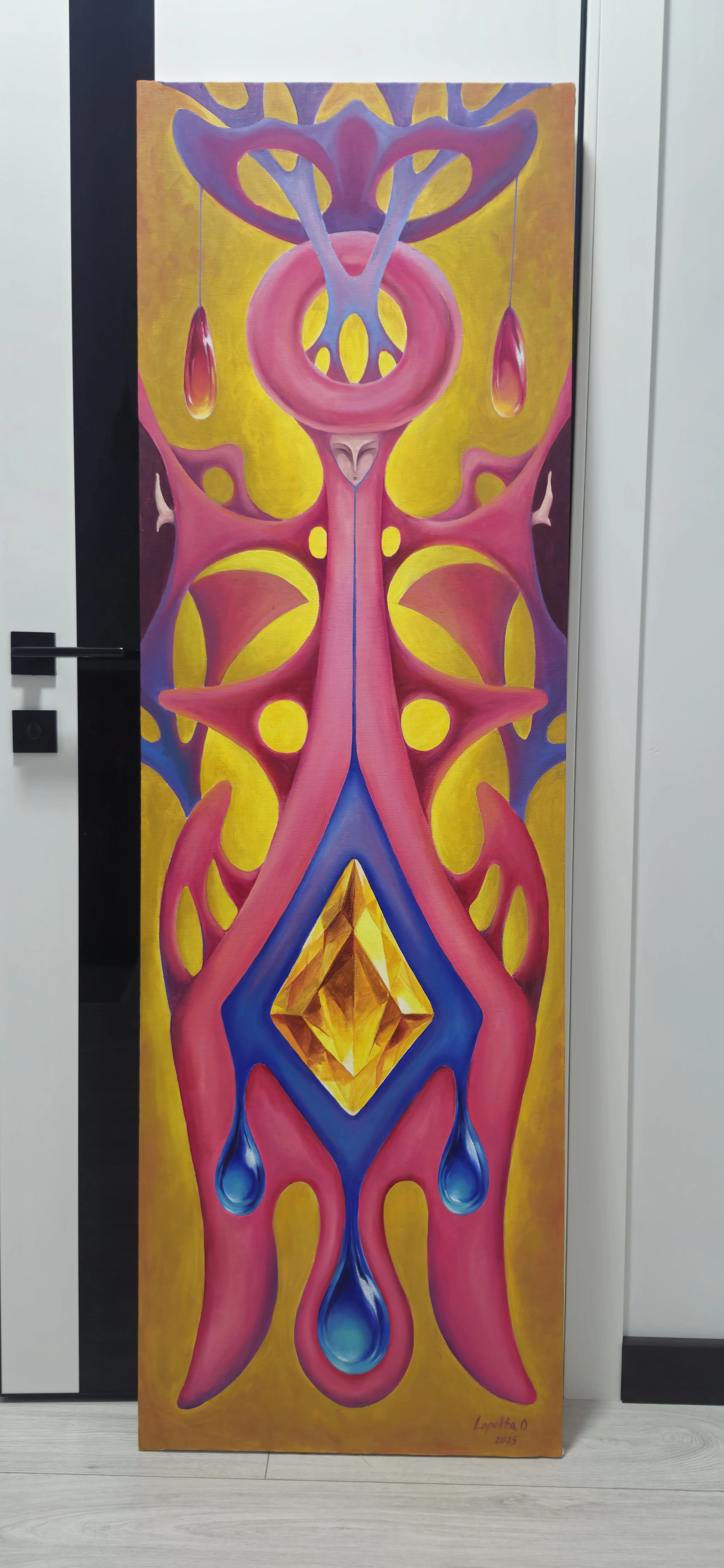 Image of The Source Within by Oksana Lopokha, size: 162x51cm, made of acrylic, Painting medium, from Ukraine, part of the The Myth of the Inner World series, priced at $1200 Photo 3 of 7.