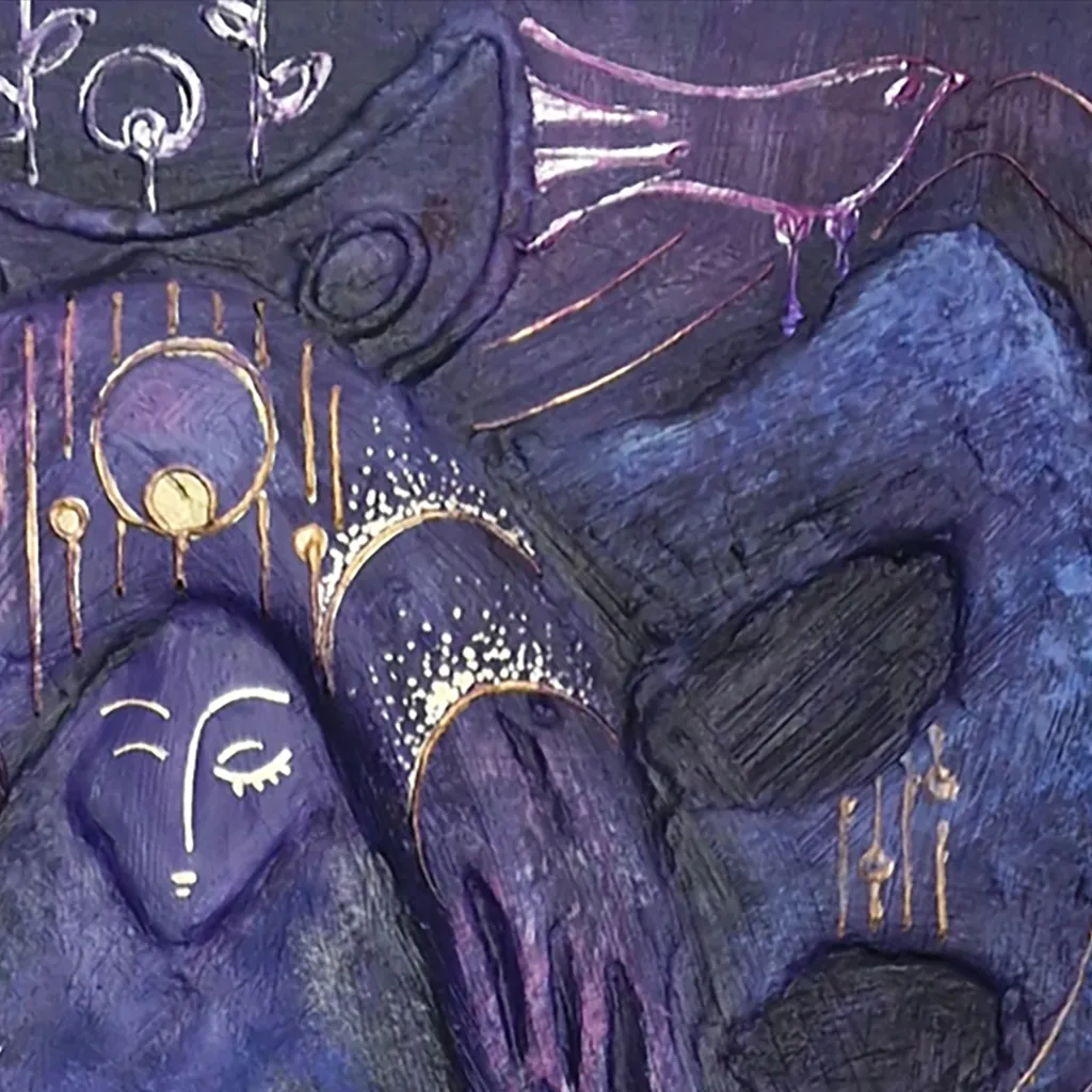 Image of Night Witch by Oksana Lopokha, size: 30x40, made of Acrylic, texture paste, Painting medium, from Ukraine, part of the "Figures" series, priced at $520 Photo 5 of 5.
