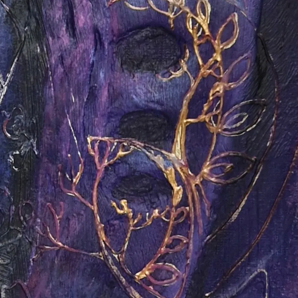 Image of Night Witch by Oksana Lopokha, size: 30x40, made of Acrylic, texture paste, Painting medium, from Ukraine, part of the "Figures" series, priced at $520 Photo 4 of 5.