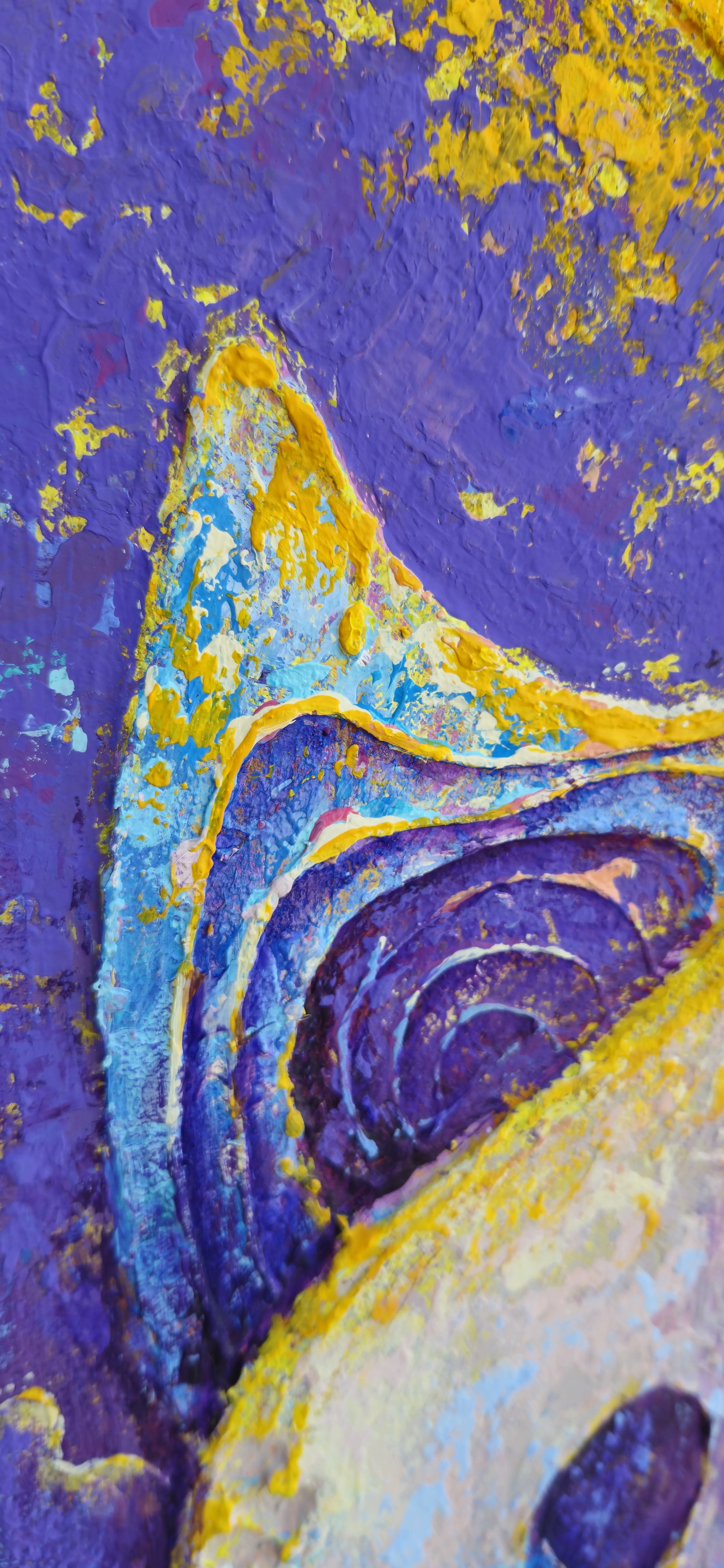 Image of Nadiia Lives by Oksana Lopokha, size: 25x50, made of Acrylic, texture paste, Painting medium, part of the "Figures" series, priced at $480 Photo 3 of 6.