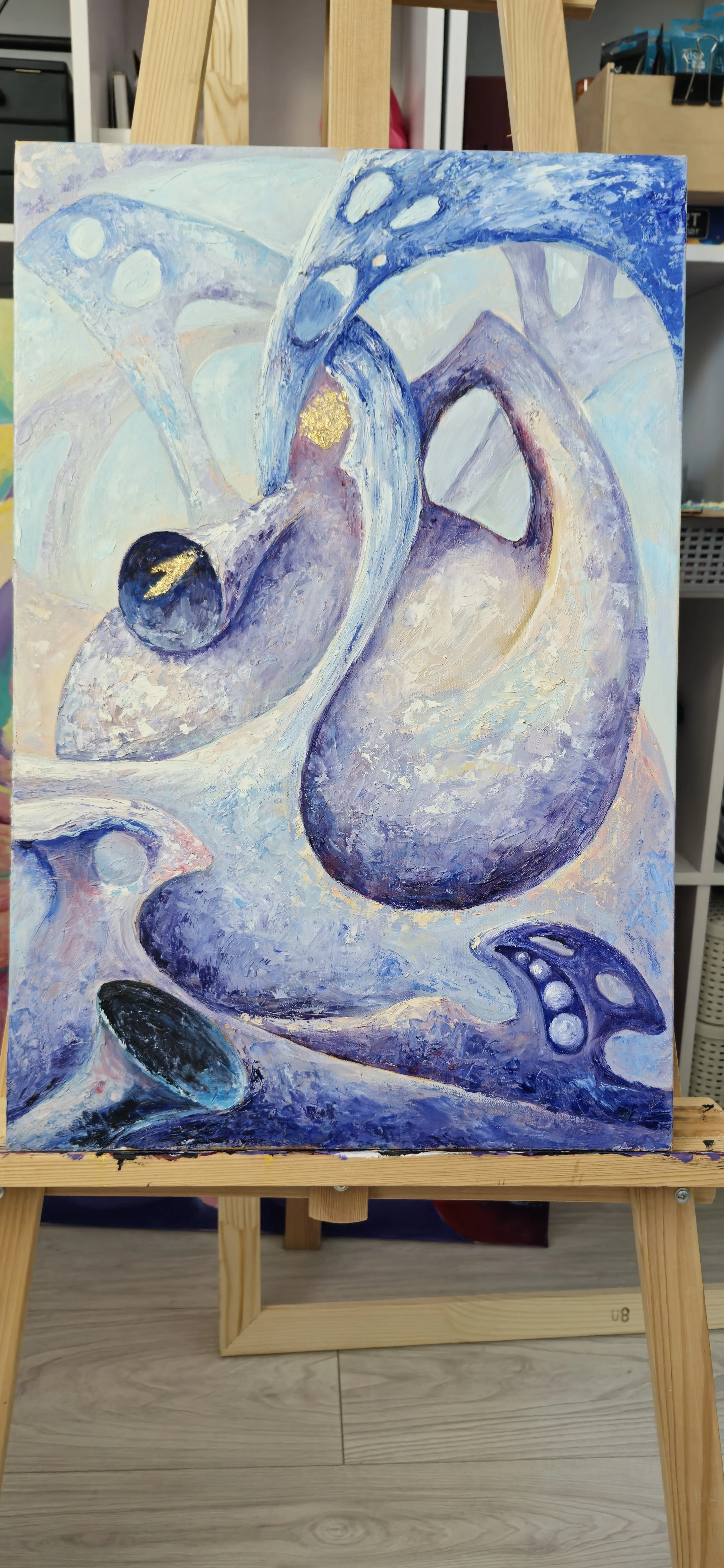 Image of Dream 3. Triptych by Oksana Lopokha, size: 40x60, made of Oil paints, Canvas on stretcher frame, Painting medium, from Ukraine, part of the "Figures" series, priced at $800 Photo 4 of 5.