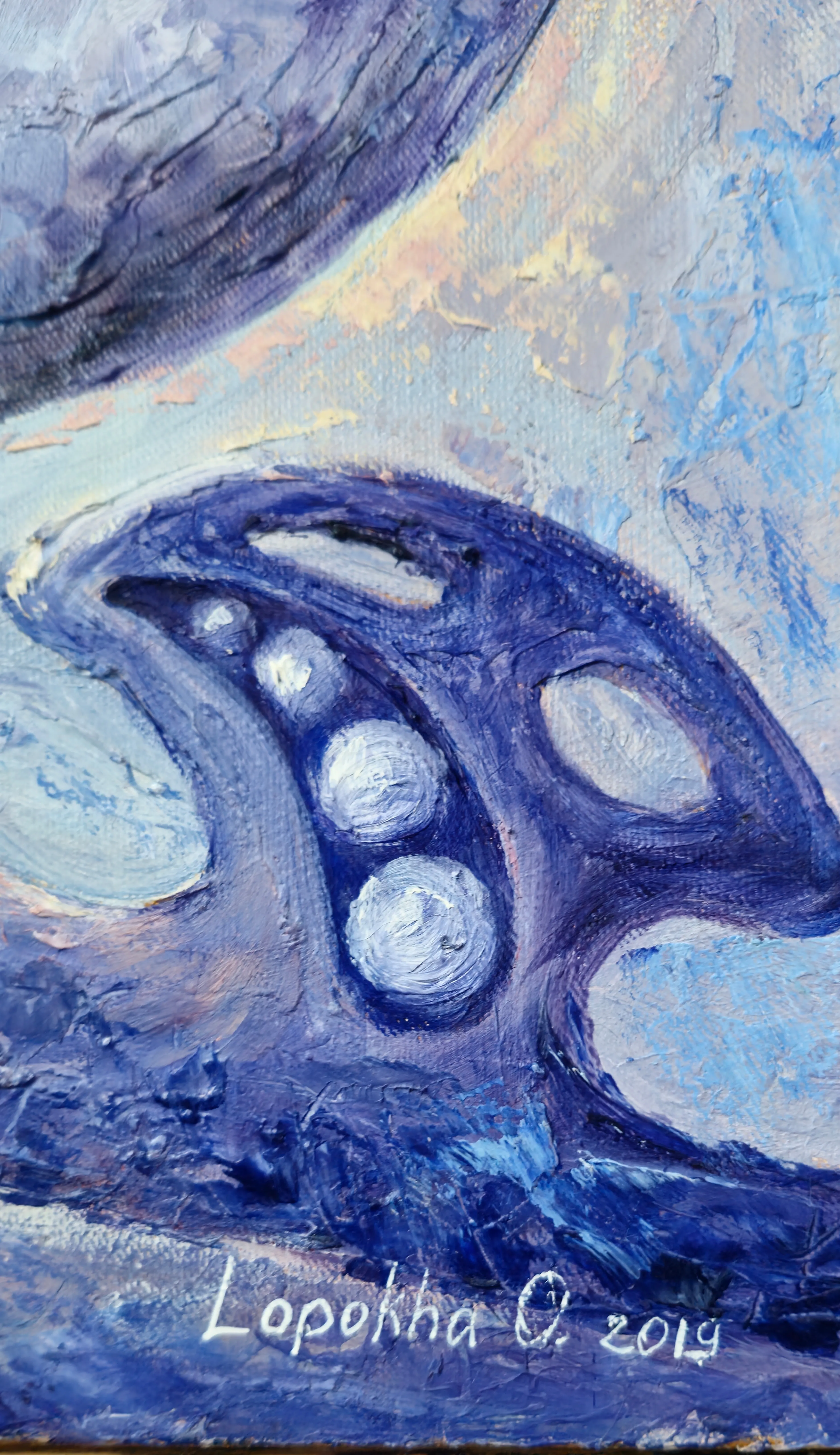 Image of Dream 3. Triptych by Oksana Lopokha, size: 40x60, made of Oil paints, Canvas on stretcher frame, Painting medium, from Ukraine, part of the "Figures" series, priced at $800 Photo 5 of 5.