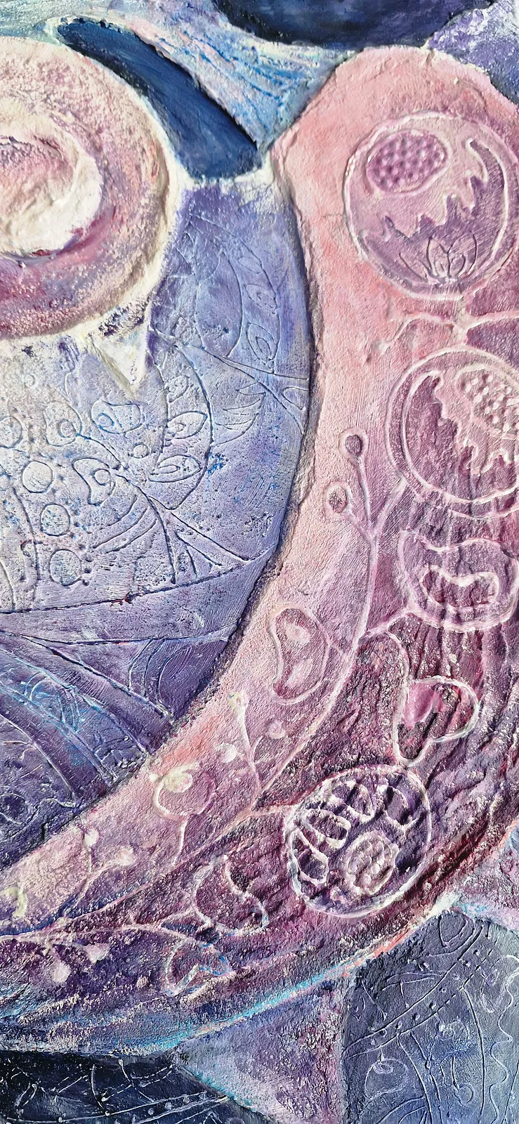 Image of Frosty Motifs by Oksana Lopokha, size: 40x50, made of Acrylic, contours - mixed media, Painting medium, from Ukraine, part of the "Figures" series, priced at $560 Photo 5 of 5.