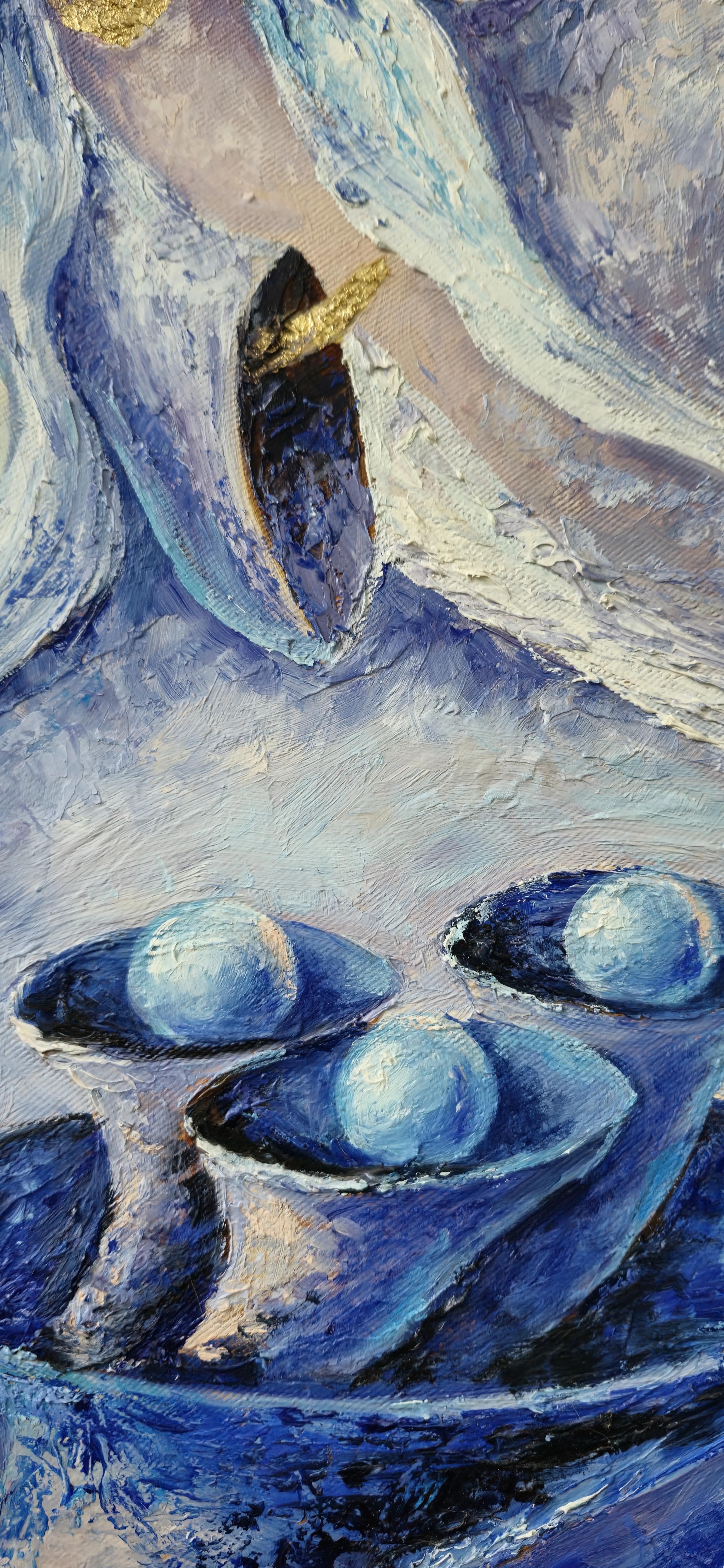Image of Dream 2. Triptych by Oksana Lopokha, size: 40x60, made of Oil Paints, Painting medium, from Ukraine, part of the "Figures" series, priced at $800 Photo 4 of 5.