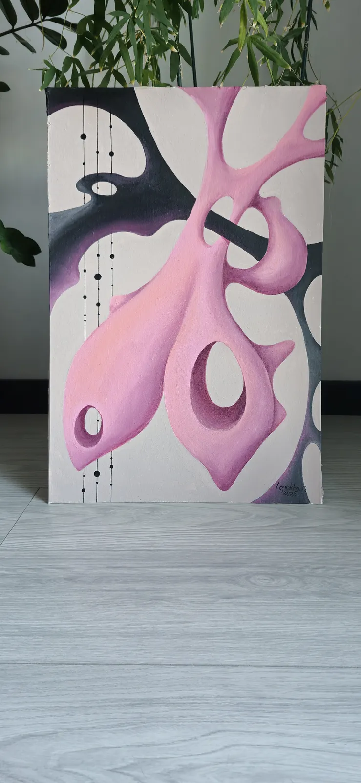 Image of Harmony mutation by Oksana Lopokha, size: 40x60cm, made of Acrylic on primed MDF, Painting medium, from Ukraine, part of the Vectors Within series, priced at $430 Photo 3 of 5.