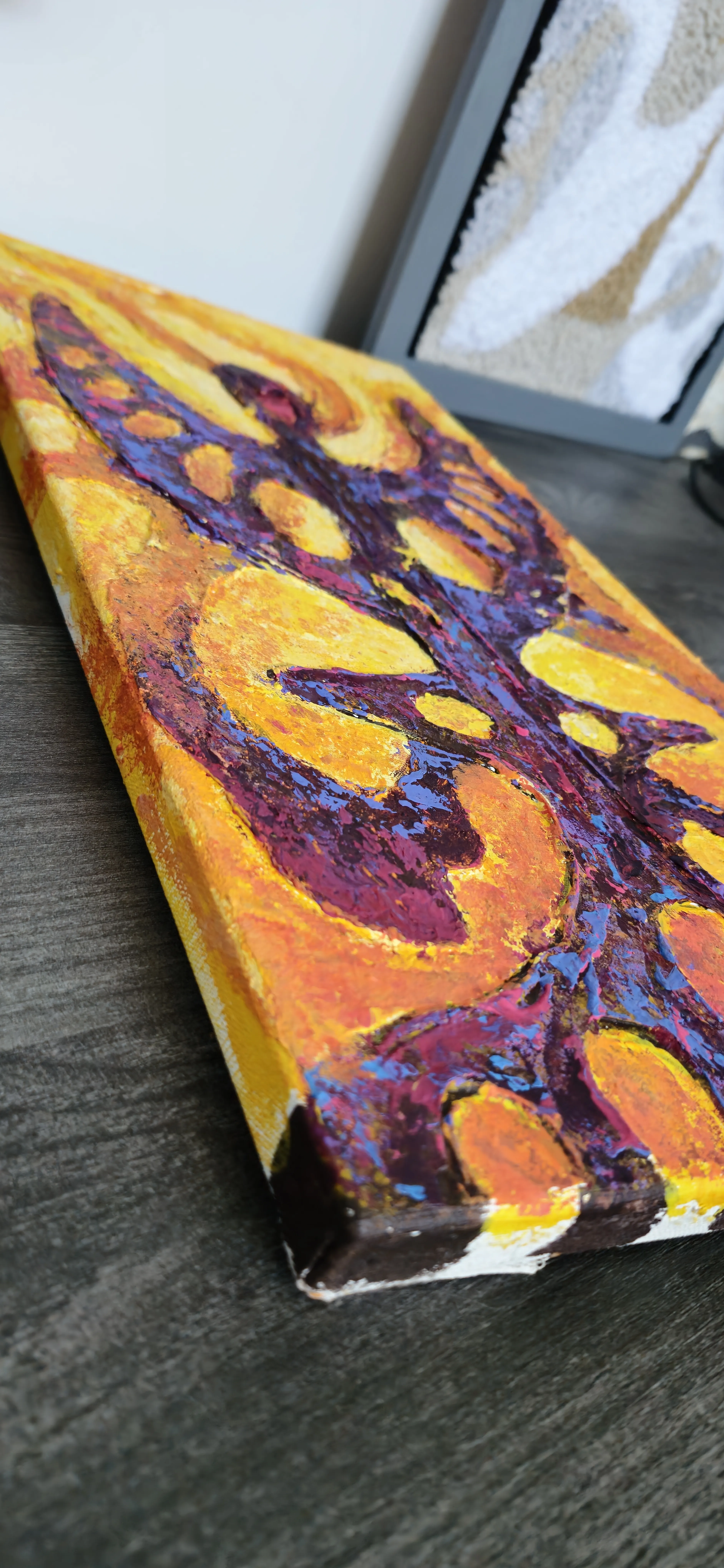 Image of Unburnable Wings by Oksana Lopokha, size: 25x50, made of Acrylic, texture paste, Painting medium, from Ukraine, part of the "Figures" series, priced at $480 Photo 2 of 5.