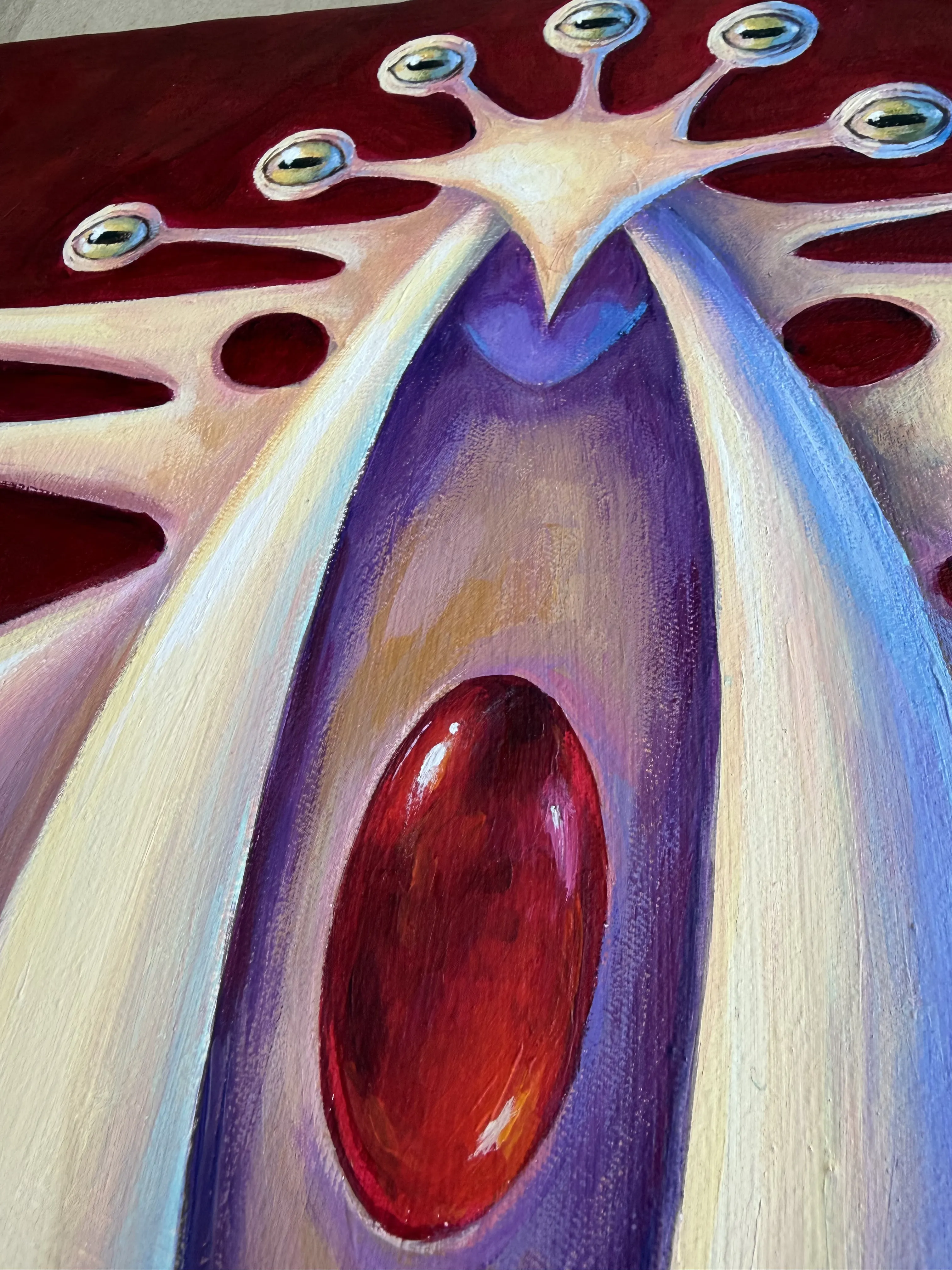 Image of A Curator's View by Oksana Lopokha, size: 45х49, made of Acrylic, MDF, Painting medium, from Ukraine, part of the Keepers series, priced at $650 Photo 2 of 5.