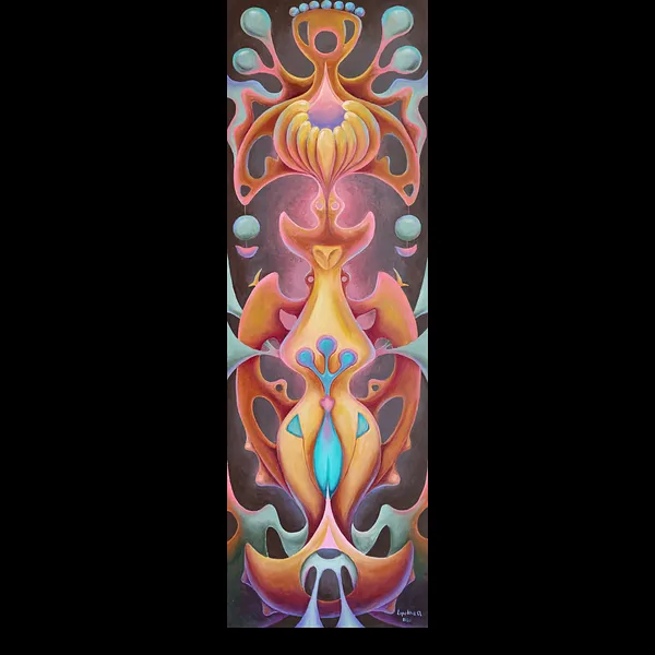 Image of The Fruit of Silence by Oksana Lopokha, size: 162х51, made of Acrylic on canvas, Painting medium, from Ukraine, part of the The Myth of the Inner World series, priced at $1200
