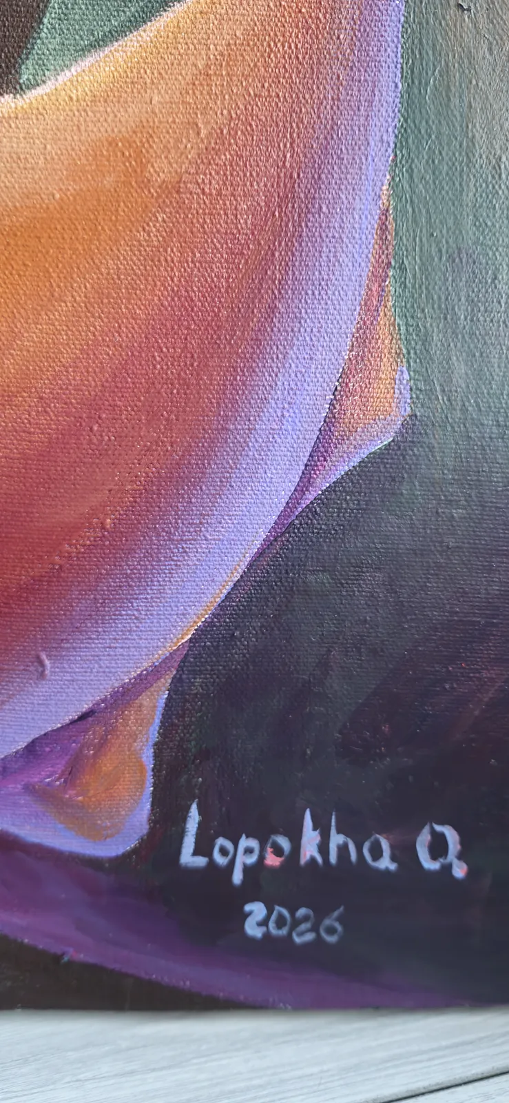 Image of The Fruit of Silence by Oksana Lopokha, size: 162х51, made of Acrylic on canvas, Painting medium, from Ukraine, part of the The Myth of the Inner World series, priced at $1200 Photo 3 of 5.