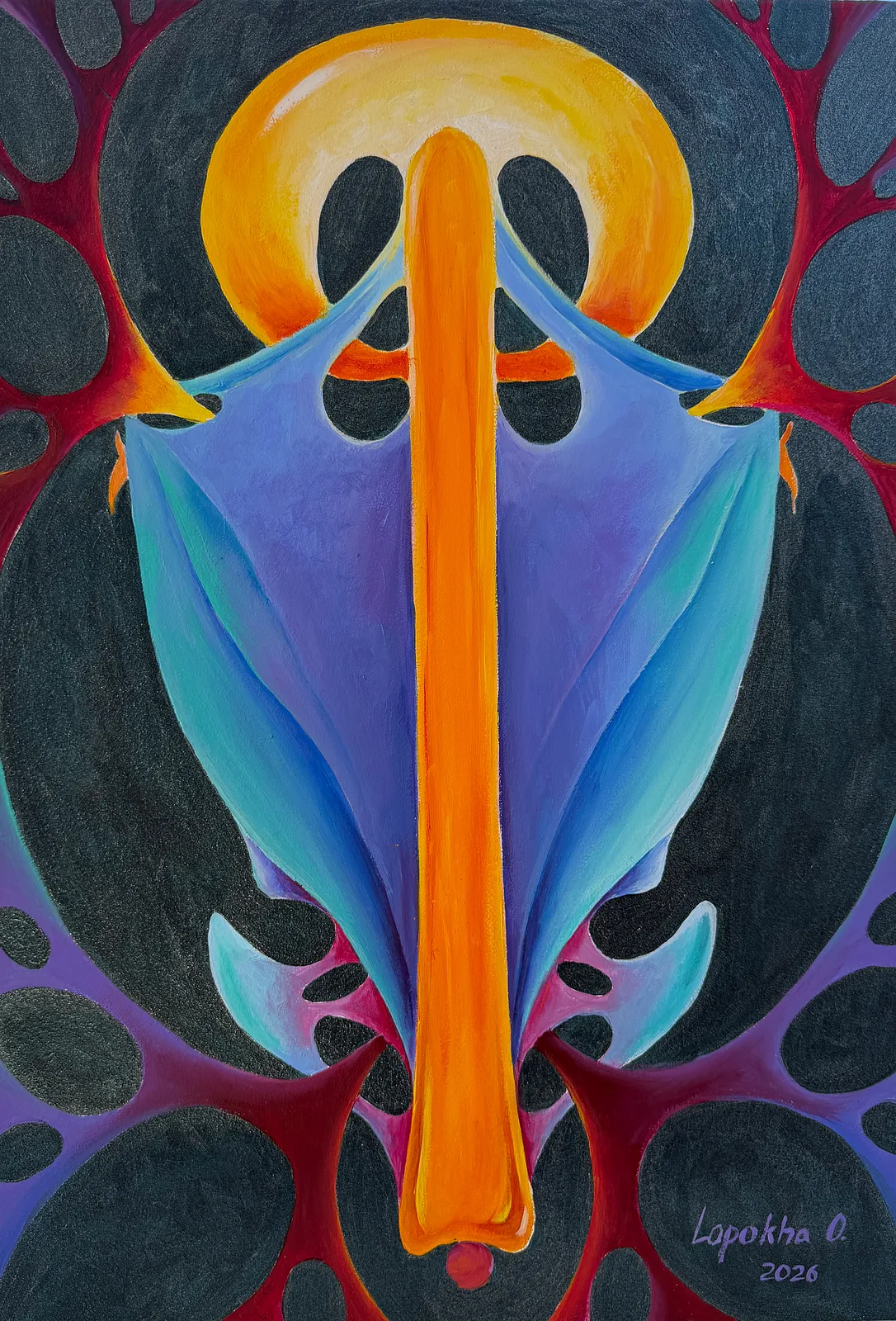 Image of Увібрати світло by Oksana Lopokha, size: 35х50, made of Акрил, МДФ, Живопис medium, from Україна, part of the Фігури series, priced at $400 Photo 1 of 6.