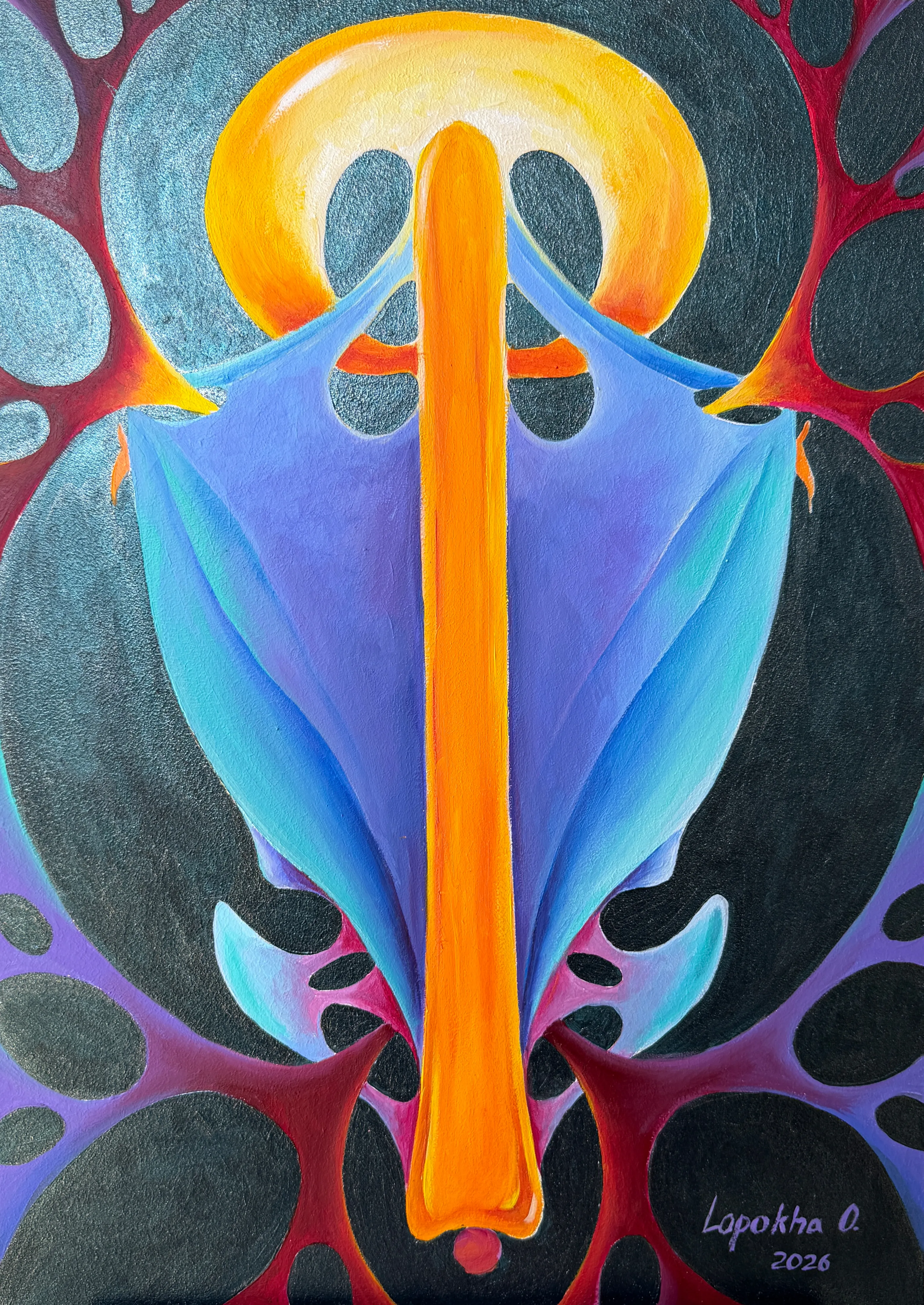 Image of Увібрати світло by Oksana Lopokha, size: 35х50, made of Акрил, МДФ, Живопис medium, from Україна, part of the Фігури series, priced at $400 Photo 6 of 6.