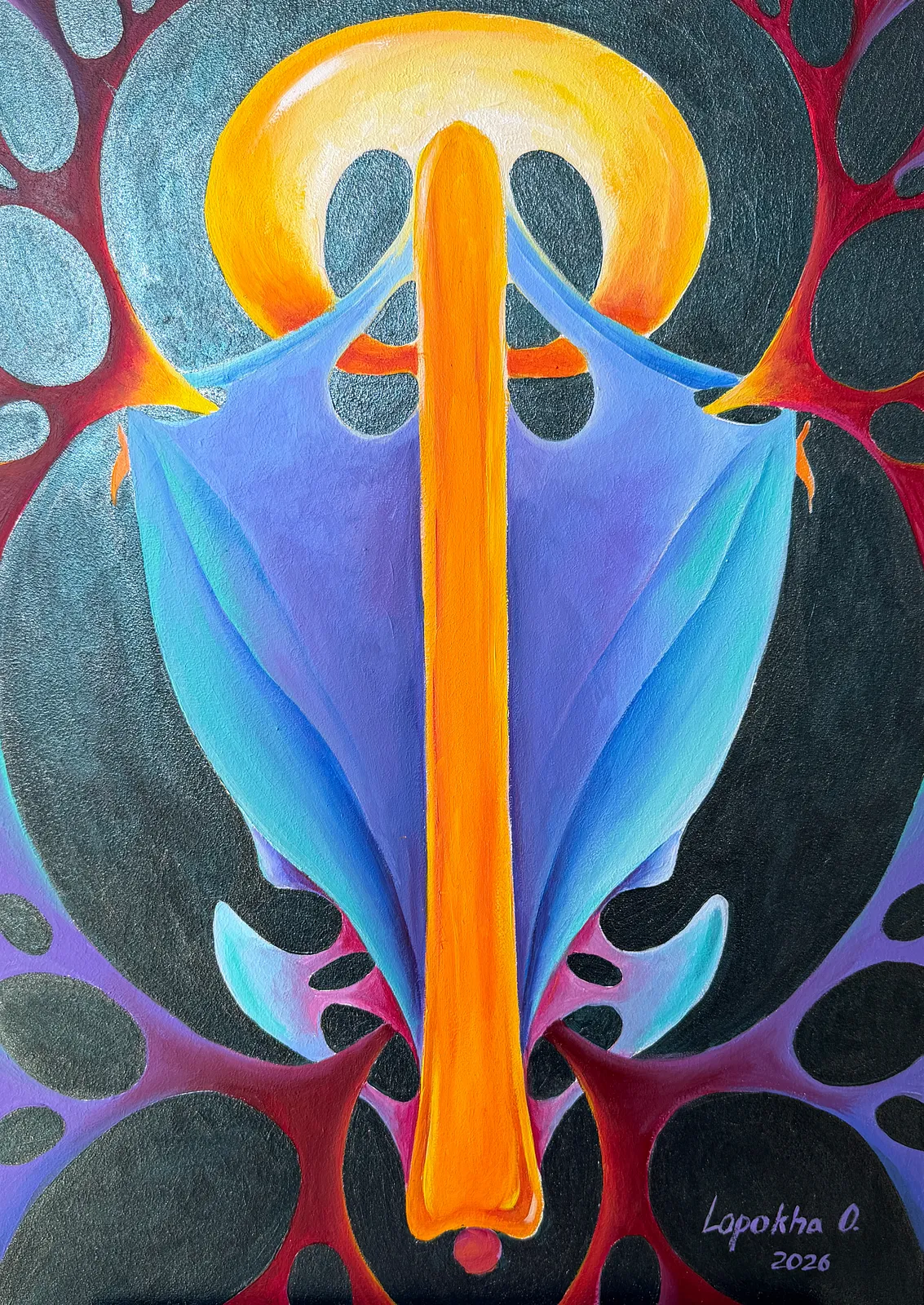 Image of Увібрати світло by Oksana Lopokha, size: 35х50, made of Акрил, МДФ, Живопис medium, from Україна, part of the Фігури series, priced at $400 Photo 6 of 6.