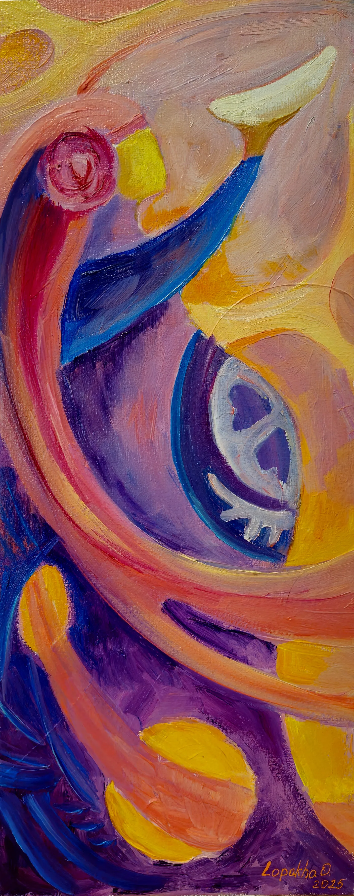 Image of Untitled by Oksana Lopokha, size: 50х20, Painting medium, part of the "Figures" series, priced at $650 Photo 1 of 4.