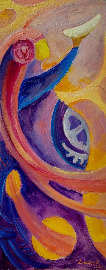 Image of Untitled by Oksana Lopokha, size: 50х20, Painting medium, part of the "Figures" series, priced at $650 Photo 1 of 4.