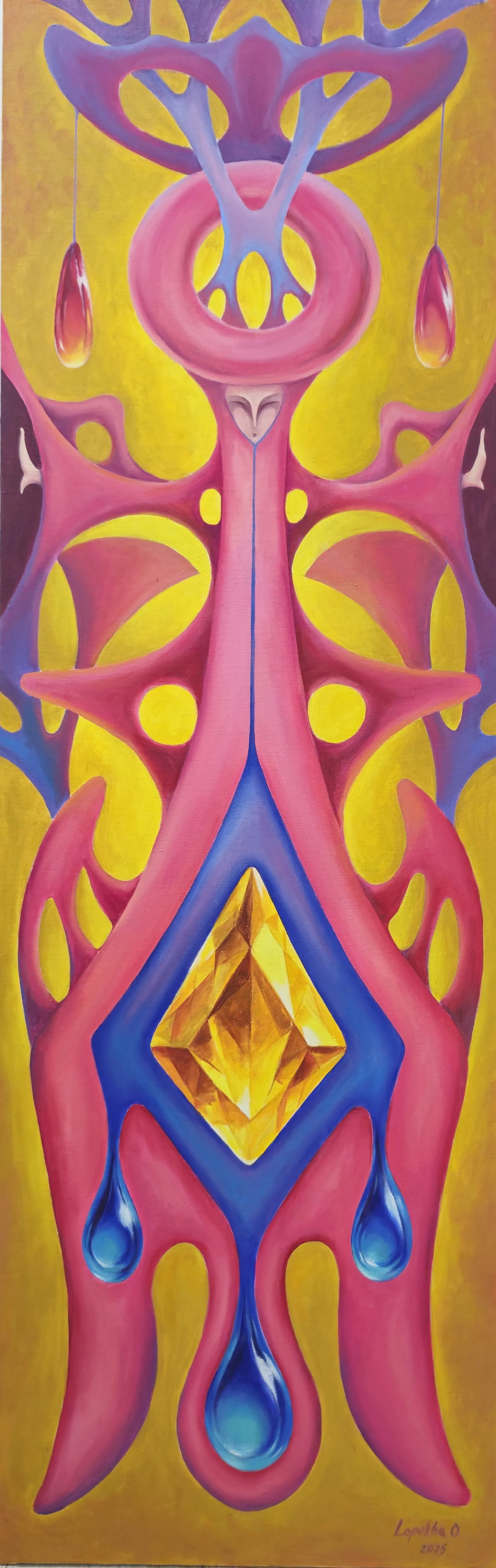 Image of The Source Within by Oksana Lopokha, size: 162x51cm, made of acrylic, Painting medium, from Ukraine, part of the The Myth of the Inner World series, priced at $1200 Photo 1 of 7.