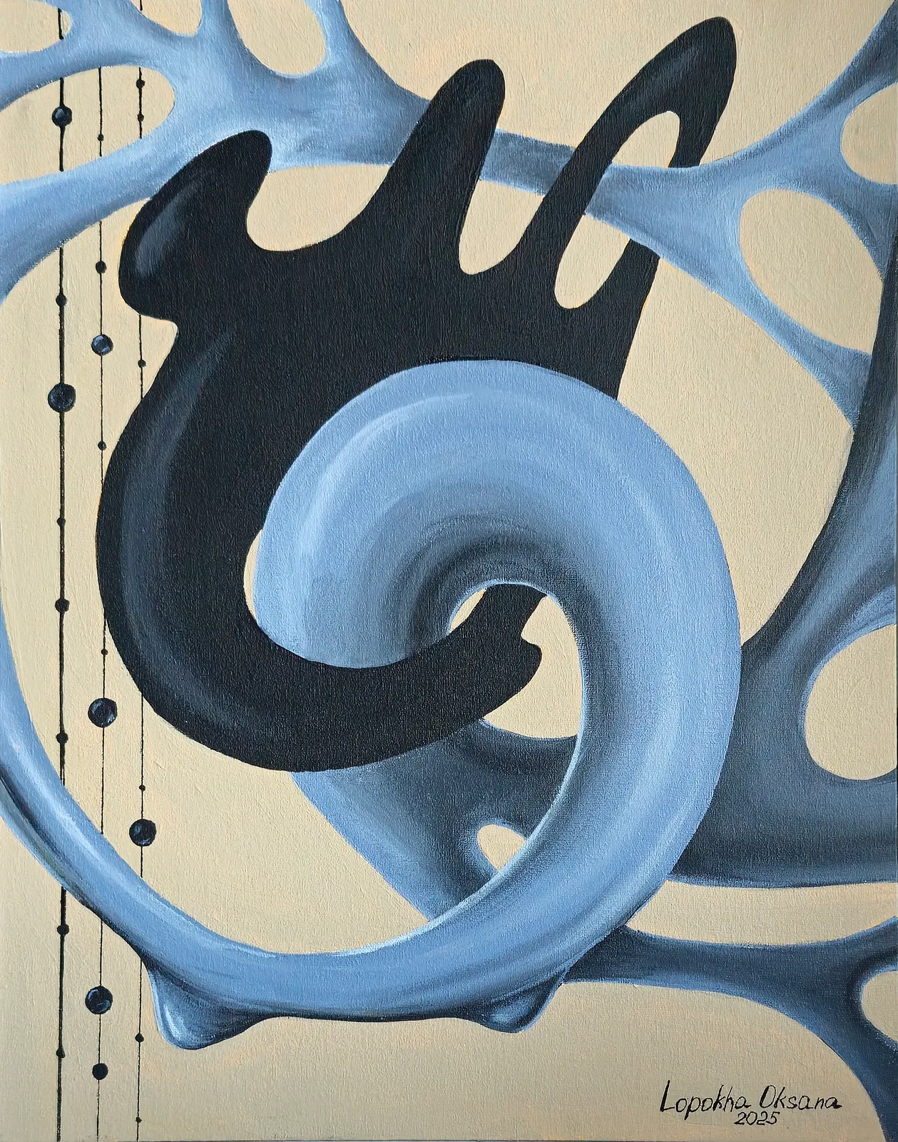 Image of Inner Movement by Oksana Lopokha, size: 35x45cm, made of acrylic, Painting medium, from Ukraine, part of the Vectors Within series, priced at $400 Photo 1 of 5.
