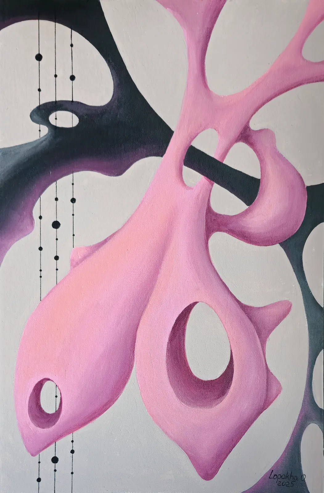 Image of Harmony mutation by Oksana Lopokha, size: 40x60cm, made of Acrylic on primed MDF, Painting medium, from Ukraine, part of the Vectors Within series, priced at $430 Photo 1 of 5.